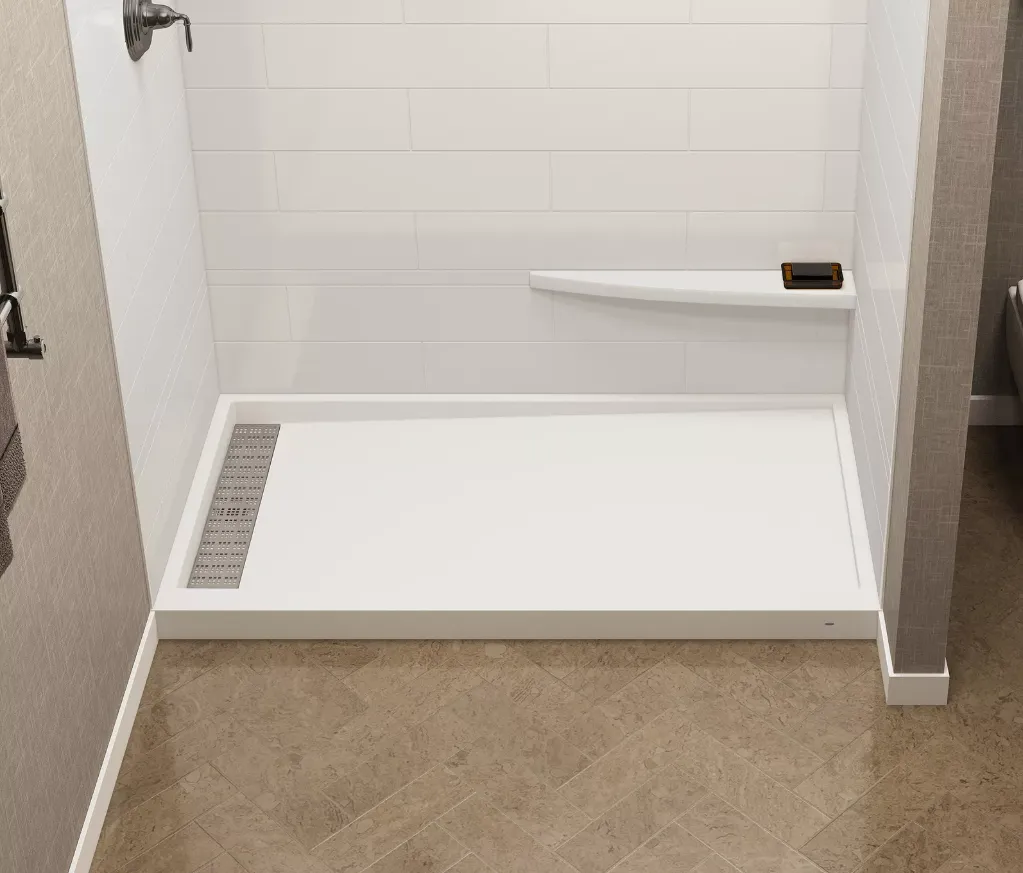 60x32 Left Trench Drain Shower Base