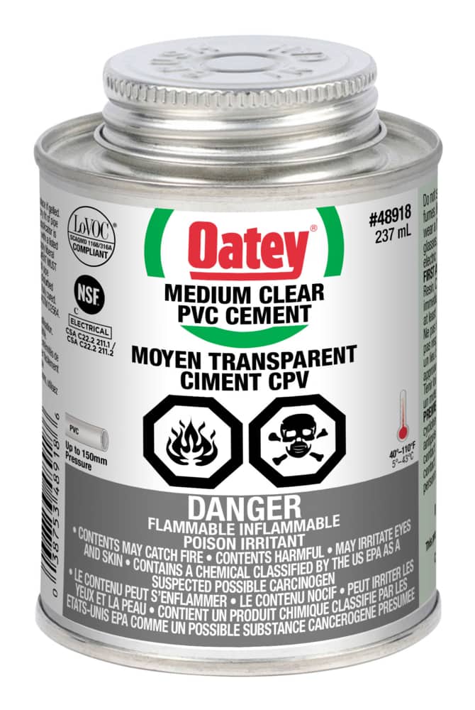Oatey PVC Cement, Medium Clear, 237-mL