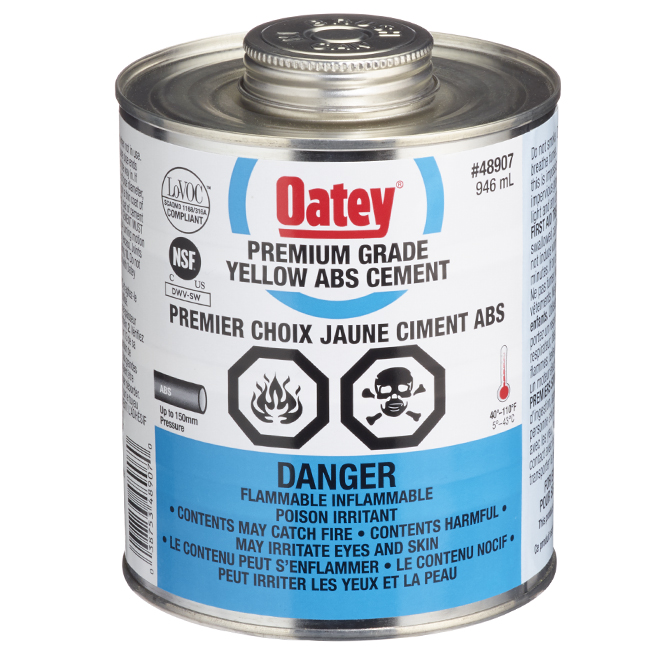 Oatey Premium Grade ABS Cement, Yellow, 946-mL