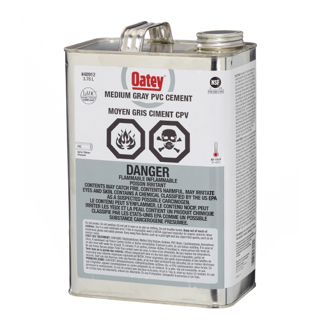 Oatey Medium Gray PVC Cement, 3.78L