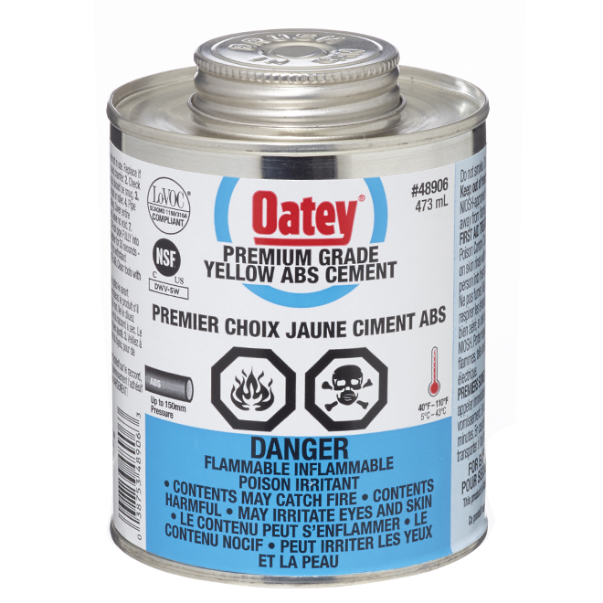 Oatey Premium Grade ABS Cement, Yellow, 473-mL