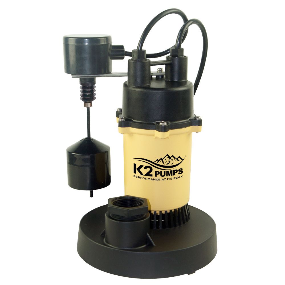 K2 1/3 HP Cast Aluminum Sump Pump with Direct-in Vertical Switch