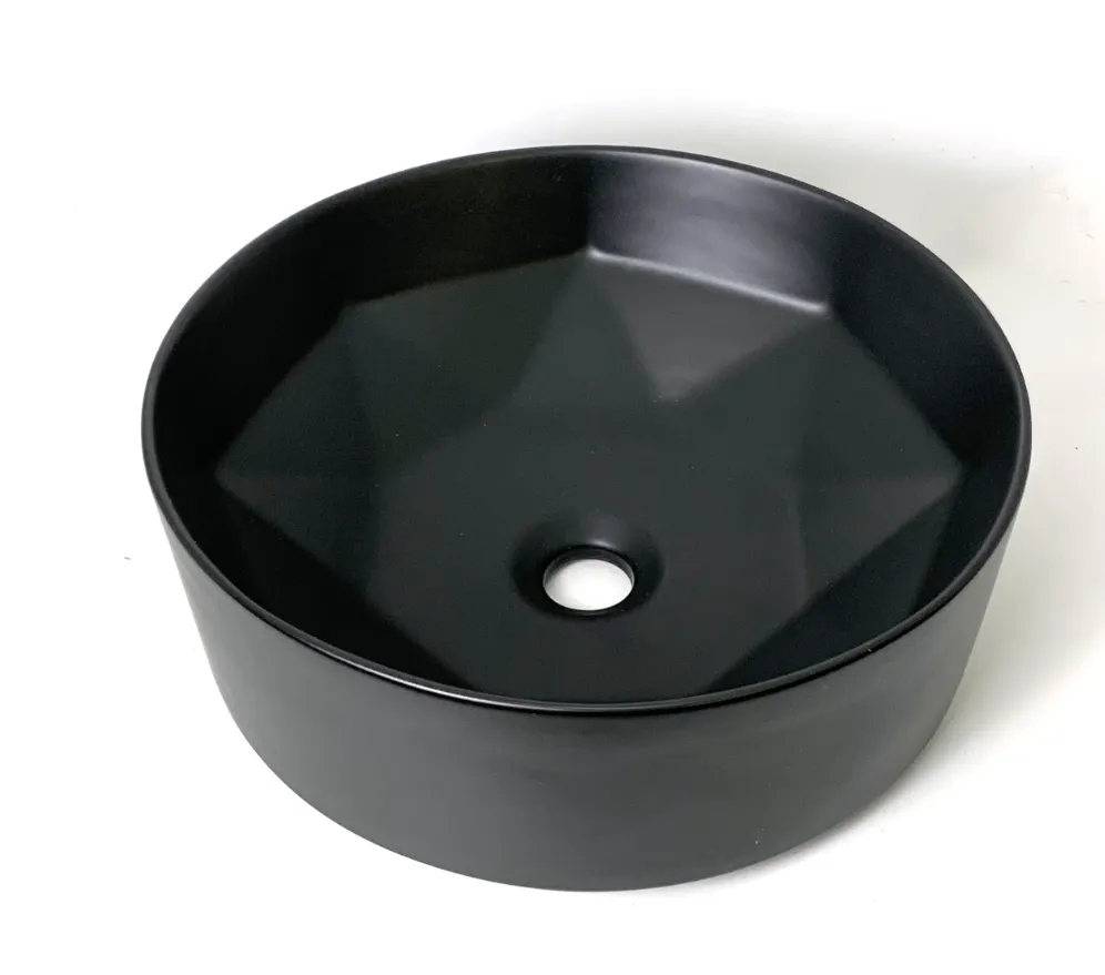 Matte Black Ceramic round vessel sink - VSK421