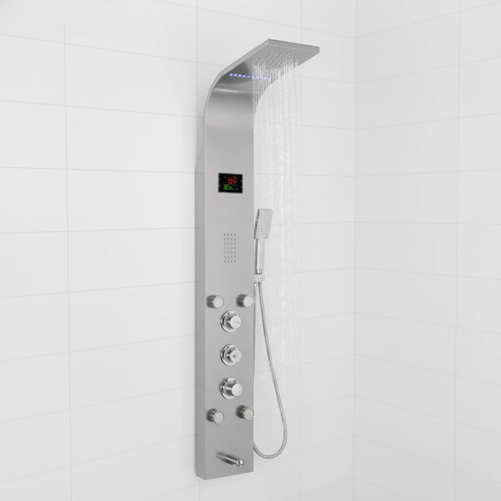 KM6236 S Luxury Shower Panel Tower Stainless Steel with LED Screen