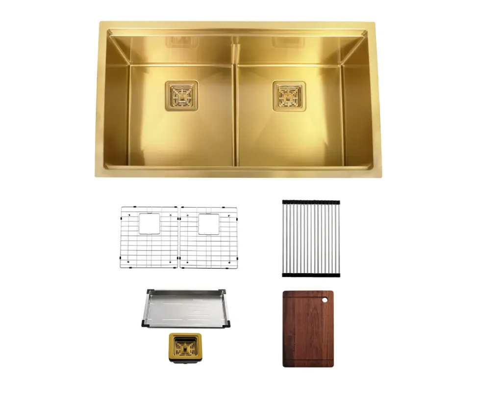 32" Workstation Undermount Double Bowls 50/50 Kitchen Sink In 16 Gague - UNS1515PBG